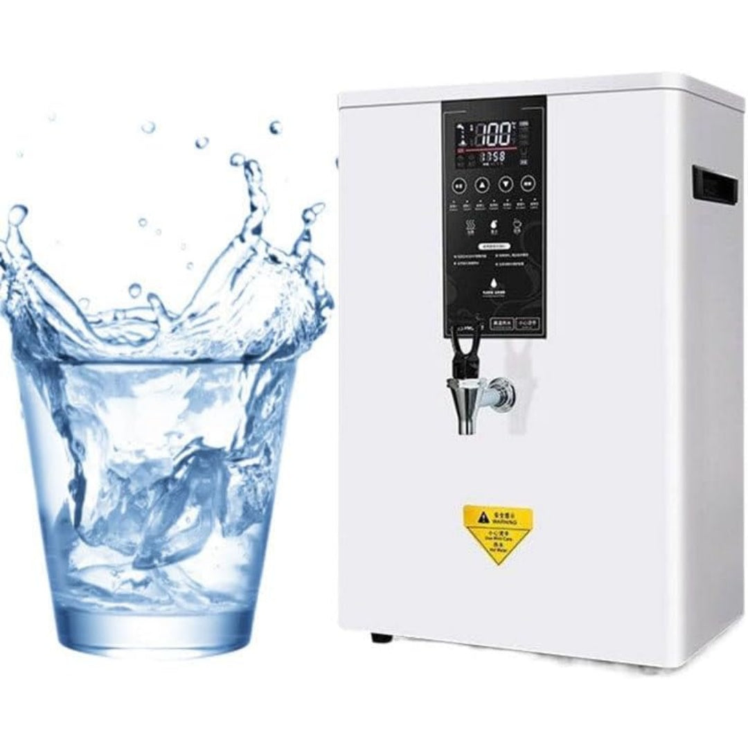 Rifornimento continuo per il servizio di acqua calda con display di lettura e con elementi in acciaio inox