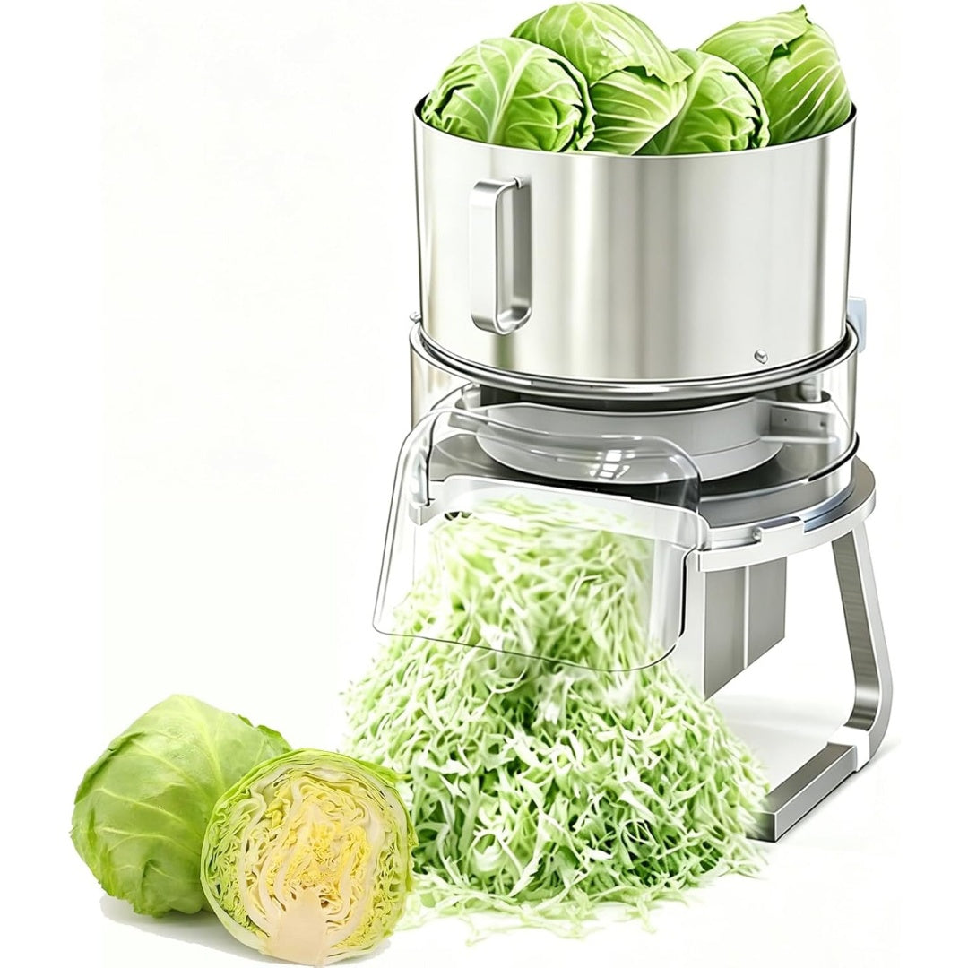 Di colore verde, affettatrice per porzionare gli ingredienti